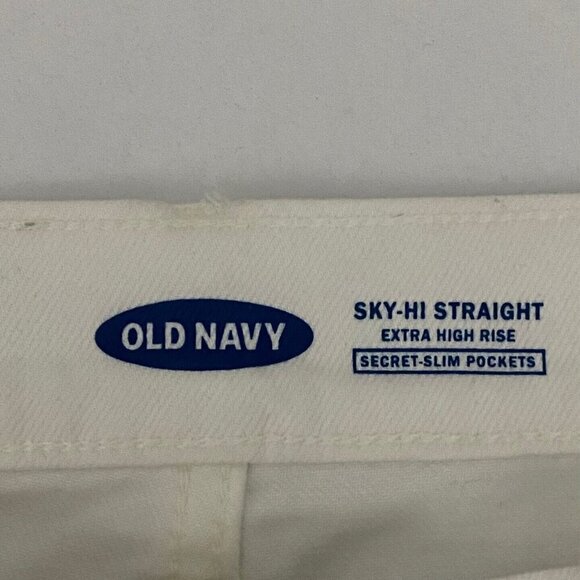 Old Navy Extra High Rise Sky-Hi Straight Jeans Jean Size 14 NWT White Distressed - Picture 8 of 11